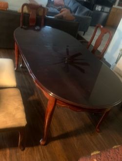 Vintage Queen Anne Dining Table & 4 Chairs Set - Extendable