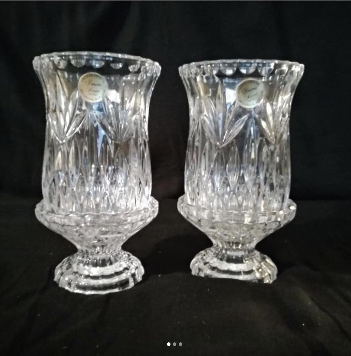 Vintage Lead Crystal Hurricanes Candle Holders