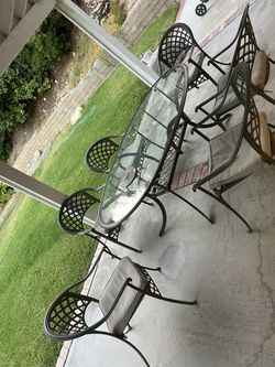 Gray Outdoor Patio Furniture Glass Table 
