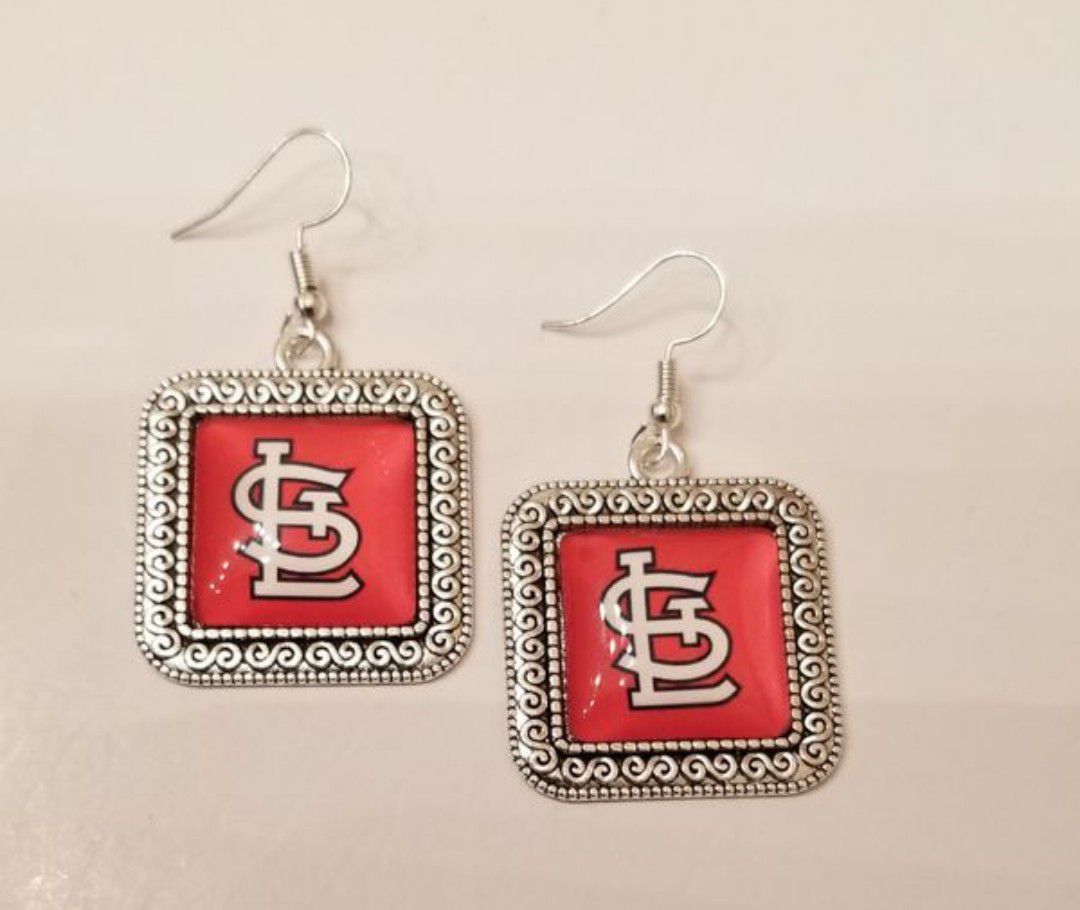 $14 new silver plated STL Cardinals earrings