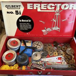 1948 No. 6 1/2 & 1950’s Gilbert No.5 1/2 Erector Set Case With Parts