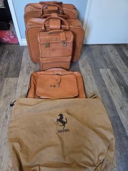 FERRARI  SCHEDONI 4-PIECE CUOIO LEATHER LUGGAGE SET | SUITCASE BAGS