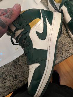 Air Jordan 1 High Green Gold White Sneakers