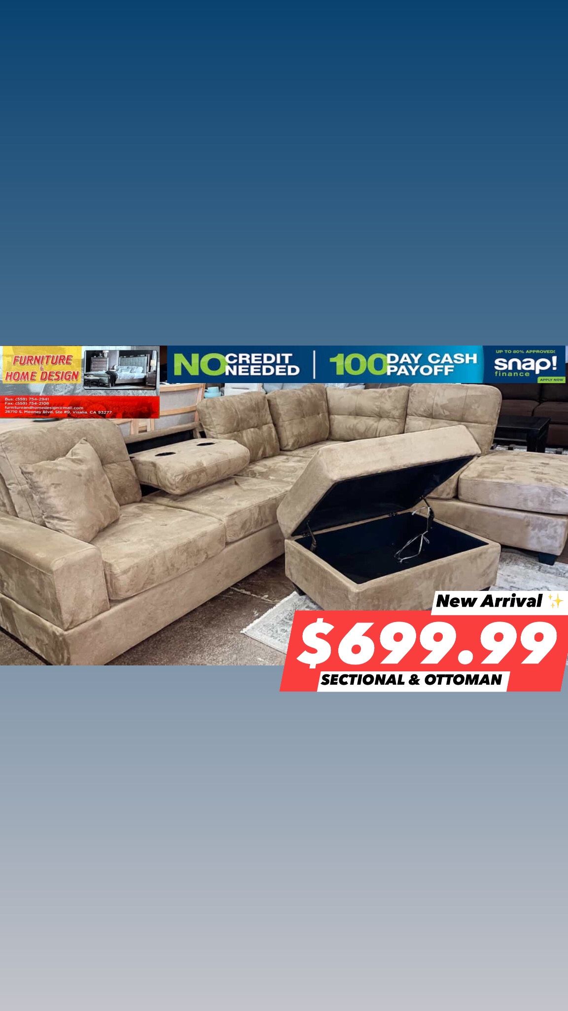 Sectional With Storage Ottoman