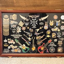 Pin Collection In Wood And Glass Case
