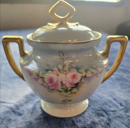 Vintage Austrian Porcelain Sugar Bowl with Lid