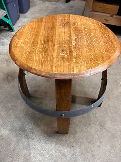 Wine barrel top table