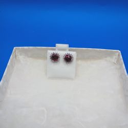 Ruby Diamond Earrings 925 Silver 