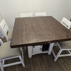 High top farmhouse table with 6 chairs