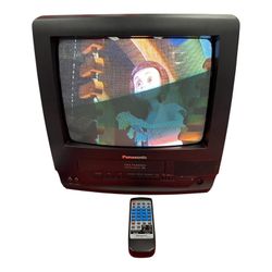 Panasonic PV-C1320 13” CRT TV VCR Combo TESTED Retro Gaming w/ Remote VHS Movie