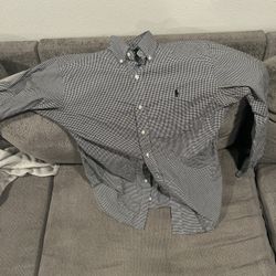 Ralph Lauren M Black And White Plaid Bottom Up Shirt