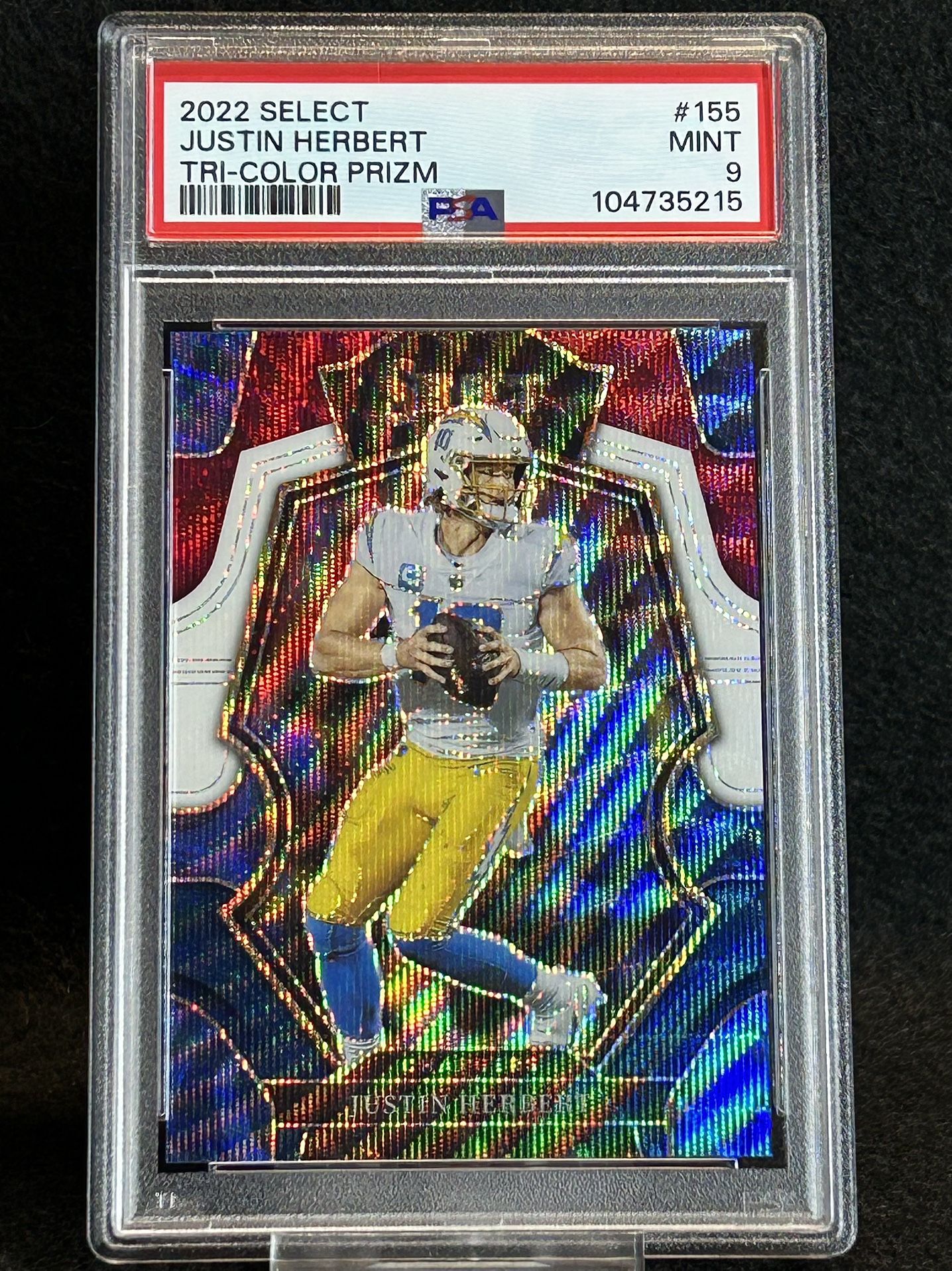 2022 Select ⚡️ Justin Herbert ⚡️ Tri-Color Prizm 188/199 PSA 9 Mint 💎 - Los Angeles Chargers