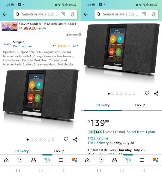 TOUCHSCREEN SUNGALE WIFI RADIO
