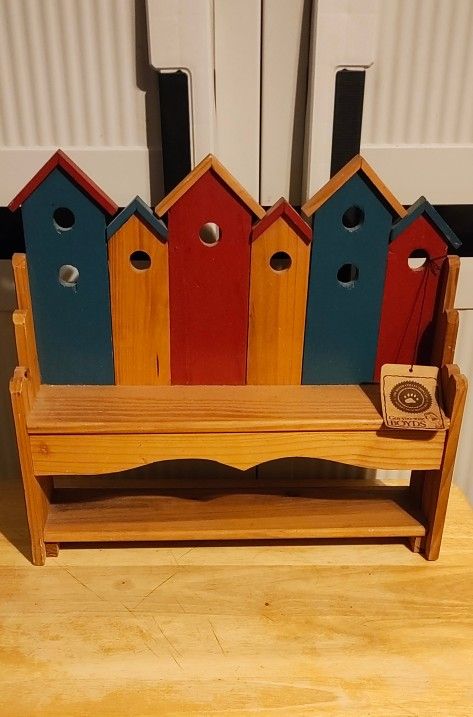 Boyds Bear Wooden Birdhouse Bench 