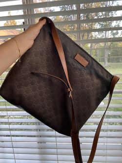 Authentic Gucci Nylon Shoulder Bag/ Crossbody Bag Brown