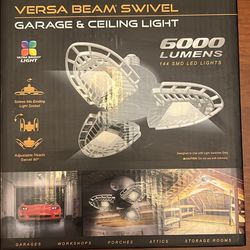 6000 Lumen LED Garage Ceiling Light – Adjustable Panels – New