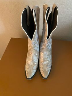 Silver Metallic Western Cowboy Boots