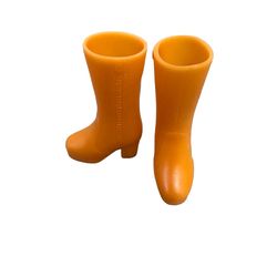 Vtg Squishy Mattel Barbie or Skipper Doll Size Boots - Tan