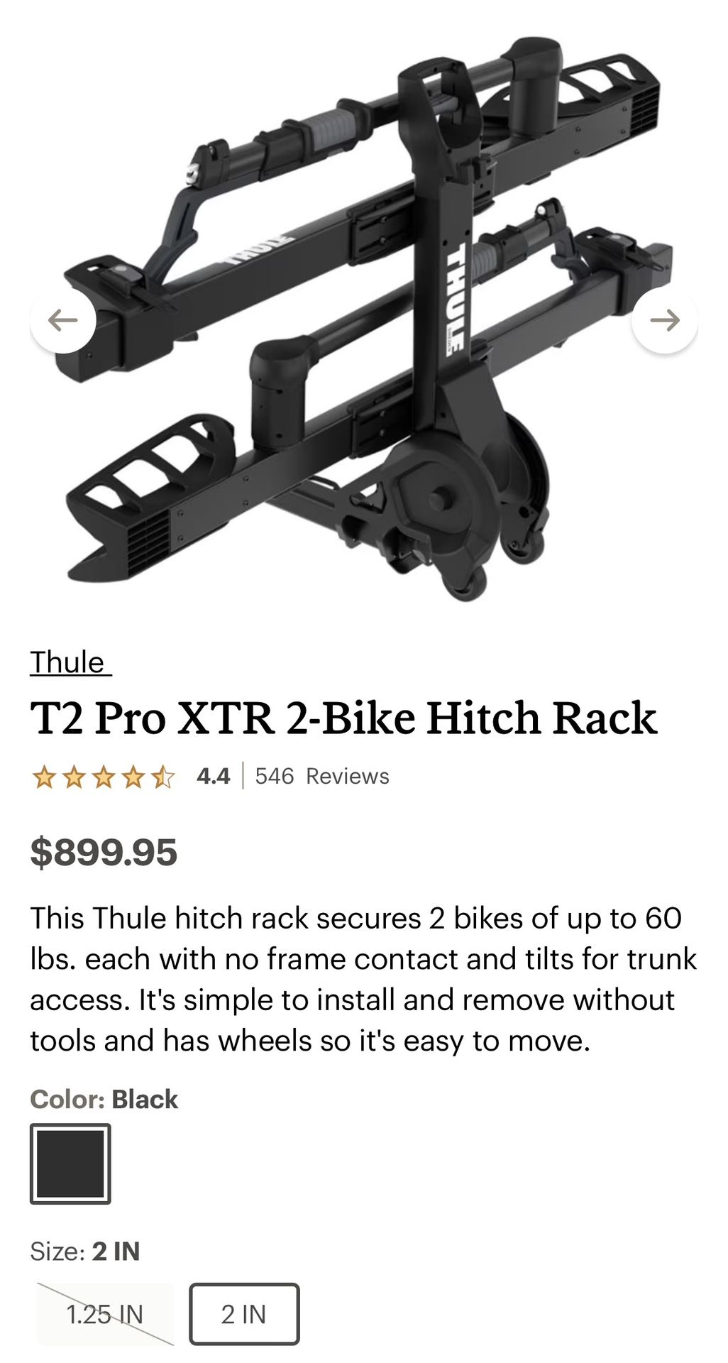 T2 Pro XTR 2-Bike Hitch Rack
