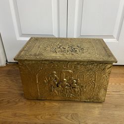 Antique Ornate Brass Coal/Wood Box c1920s