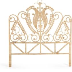KOUBOO Peacock Rattan Headboard, Queen Size, Natural Color
