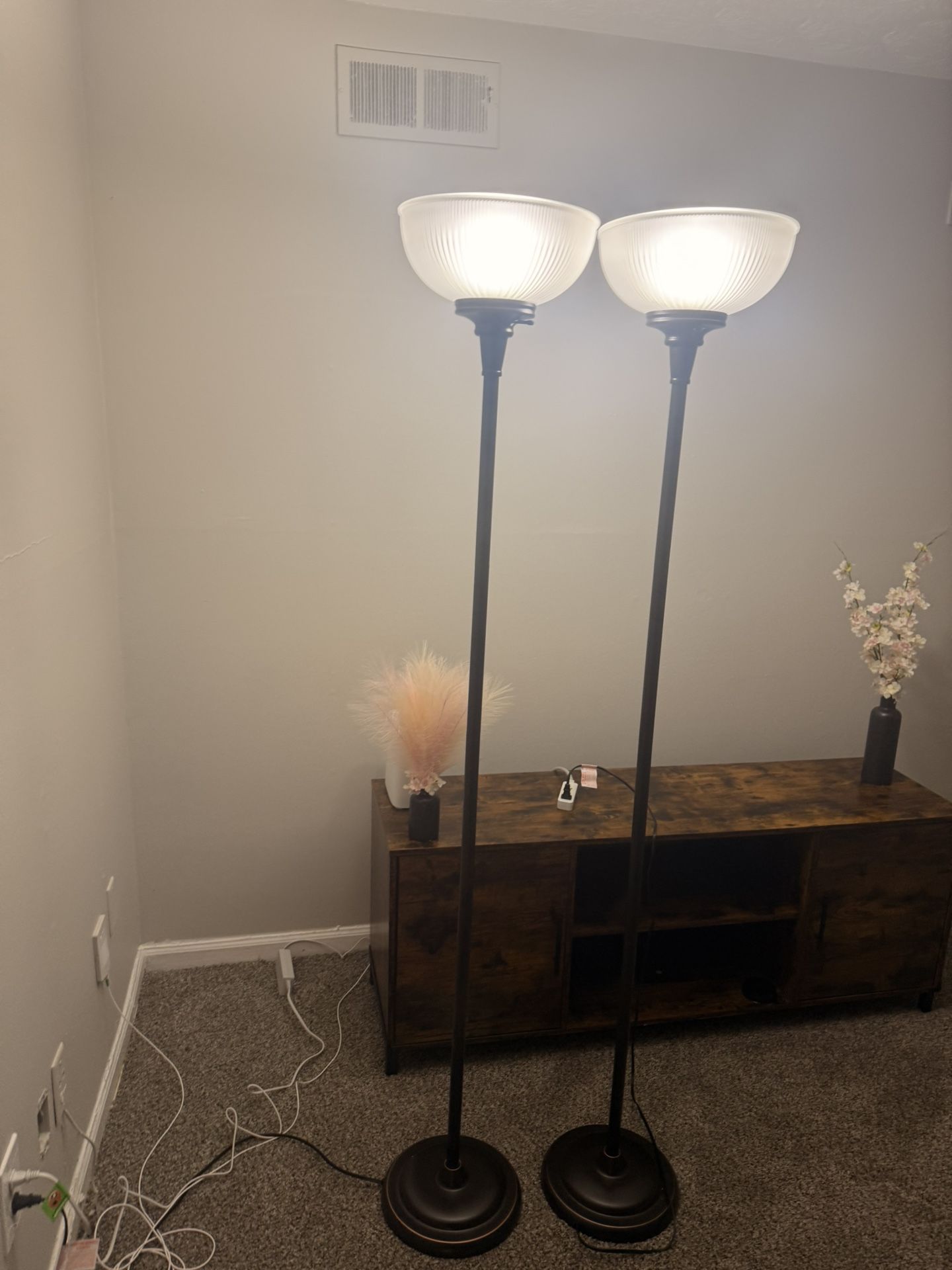 💡 Better Homes & Gardens 71” Ribbed Frosted Glass Floor Lamps (Set of 2)