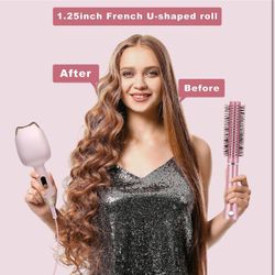 1.25 Inch Curling Iron with 2 Barrel Curling Hair Clips, Egg Roll French U Curling Wand