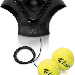 Deuce Tennis Training Self Trainer Pro Tennis Equipment for Tennis Sports Training – Includes 2 Balls, 2 Elastic Cord and Weighted Base