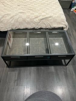 Coffee Glass table with storage