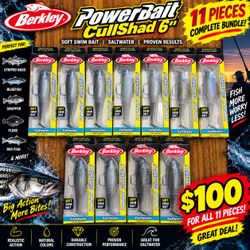 Berkley PowerBait CullShad 6" Soft Swim Bait 11-Piece Bundle