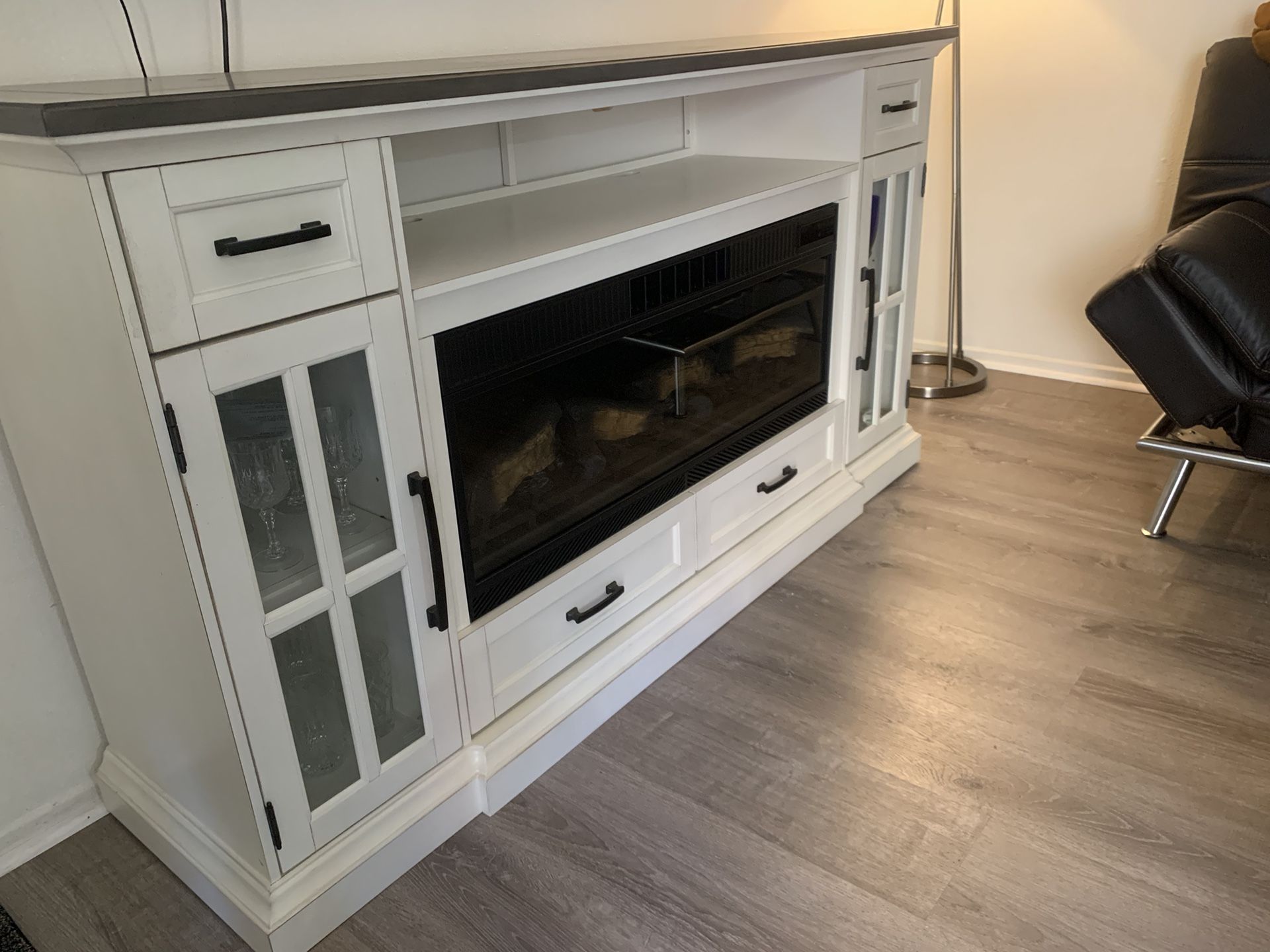 Tresanti Everett TV Console with ClassicFlame CoolGlow 2-in-1 Electric Fireplace and Fan
