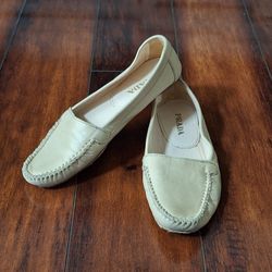 Prada Leather Loafers Flats Beige EU 35.5 US 5 / 5.5 Made in Italy