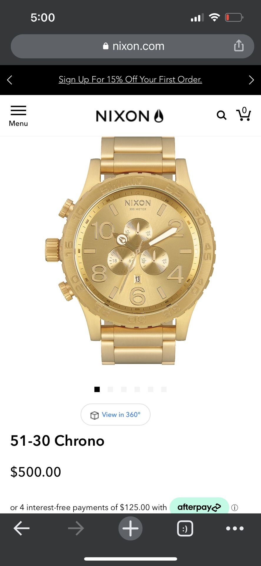 Nixon 51-30 Watch with Tide High - Low Meter and Left Side Crown