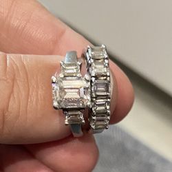 GIA Emerald Cut Over 2C Engagement Ring and nearly 1C Wedding Band 