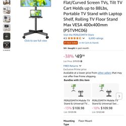 PERLESMITH Mobile TV Stand for 23-60 Inch