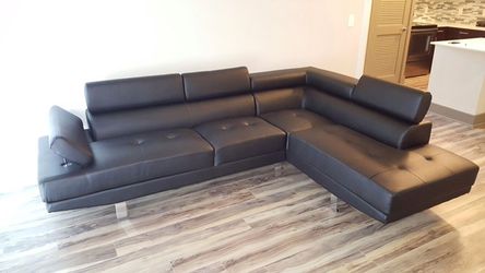 New black modern adjustable headrest sofa sectional