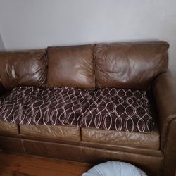 Genuine Brown Leather Sofa