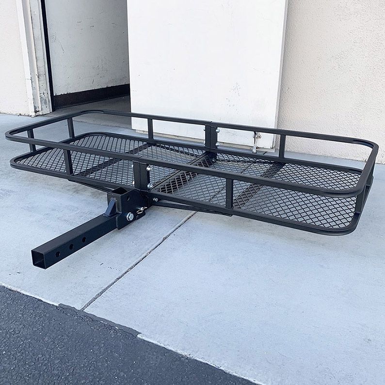 (New in box) $125 Folding Cargo Rack Carrier 60x25 Inches Fold Up Basket 2” Hitch Receiver, 500lbs Max