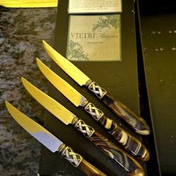 Vietri Aladdin Tortoiseshell Set 18/10 Stainless Steel Made by Italian Company BUGATTI Original Box