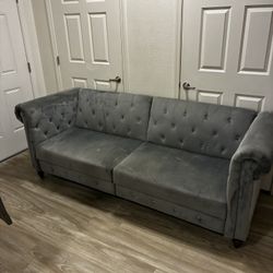 Gray Suede Futon