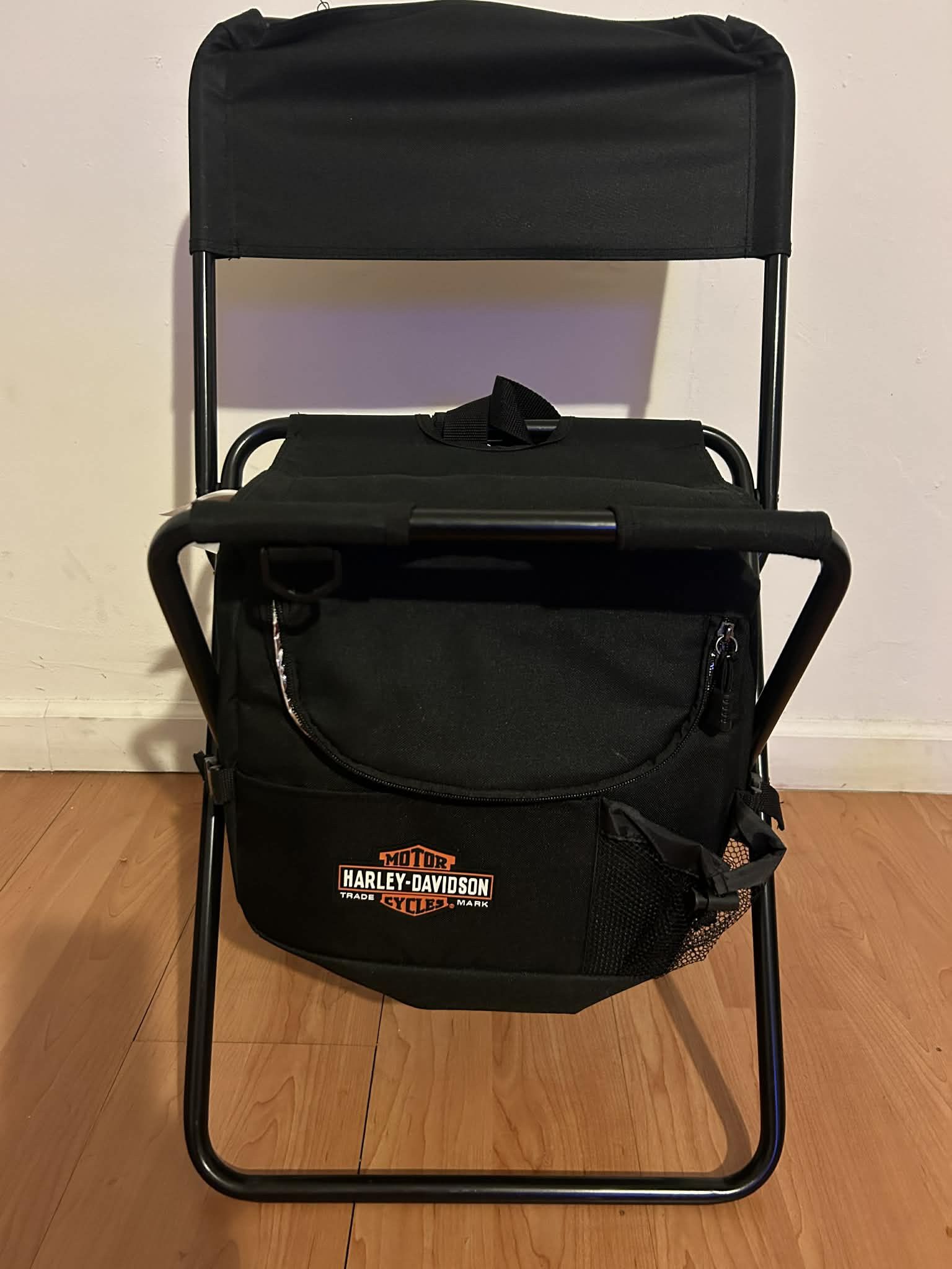 NEW Harley Davidson Folding Camp Cooler Portable Folding Chair HTF Collectible