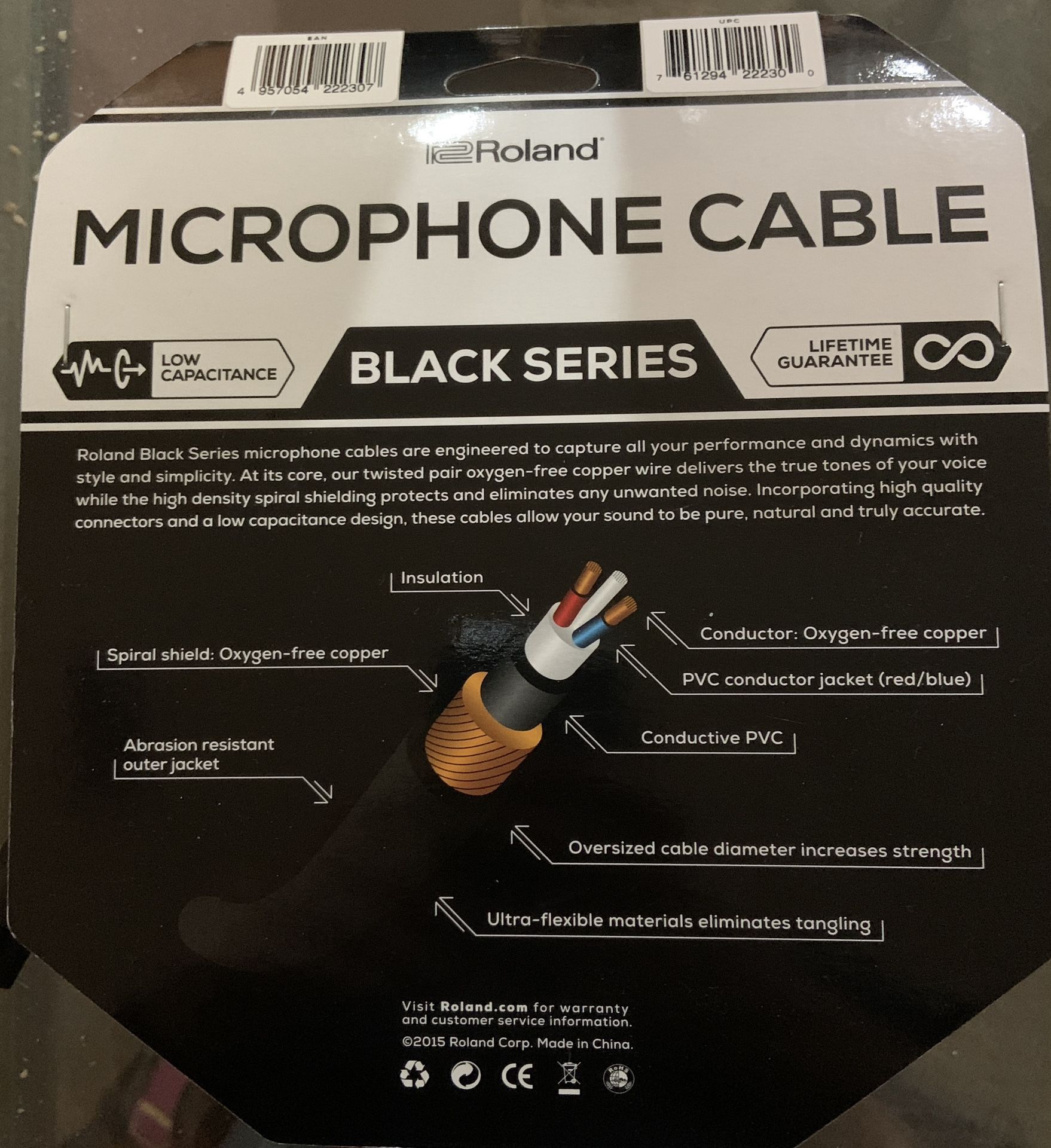 Roland Black Series 20’ Microphone Cable -NEW!