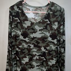 371 No Boundaries Womens Camouflage Long Sleeve T Shirt Top