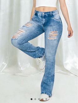 Women's Distressed Flare Jeans Light Wash