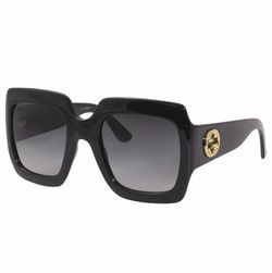Gucci GG 0053 S 001 Black Grey Lens Rectangular Women's Sunglasses New