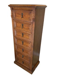 Drexel Tall Antique Wood Chest of Drawers