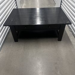 Sturdy Black Wooden Coffee Table with Storage – Heavy, Solid & Functional