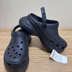Crocs Classic Platform Bae Clog Black Women’s 10 Wedge Elevated Clog Sandals NWT