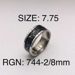 Stainless Steel Ring Band For Men & Women: Size-7.75/RGN-744-2
