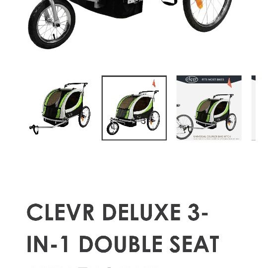 Clevr Deluxe 3 In 1 Bicycle Trailer 